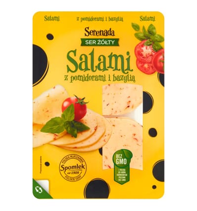 Ser żółty z pomidorami i bazylią Serenada Salami 135g