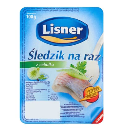 Herring / Na raz herring portion with onion Lisner 100g